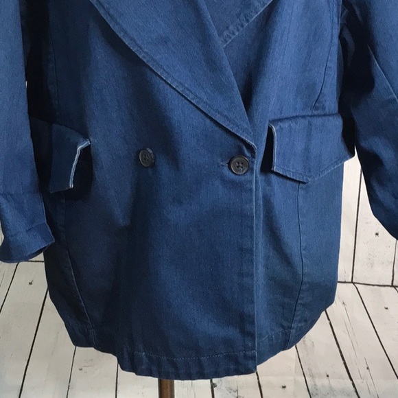 H&M denim long button jacket big pockets 2 button front - Picture 4 of 11
